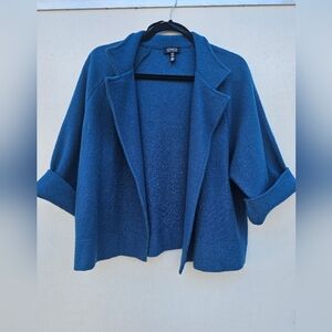 Women's Seaglass Blue Cardigan 100% Wool Sweater